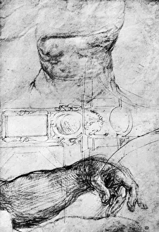 Renaissance Architecture Sketches Prints: Studies for the ceiling of the Sistine Chapel, Rome, 1913. Artist: Michelangelo Caravaggio