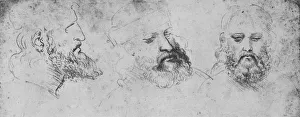 Red Chalk Drawings Italy Prints: Studies of the Head of Cesare Borgia from Three Points of View
