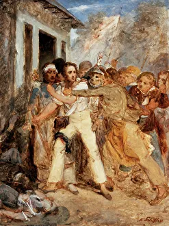 French Romantic Era Art Prints: Study for a Battle Scene, c1830. Creator: Henry Scheffer