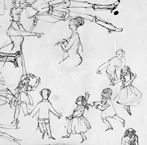 British Illustrator Women Prints: Study for dancing class, c1950. Creator: Shirley Markham