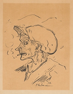 Agricultural Labourer Portrait Prints: Study of a Head for At the Table, c1940. Creator: Arnold Peter Weisz-Kubincan