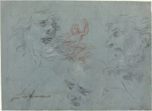 Historical Figure Drawings Prints: Study of Heads [recto]. Creator: Unknown