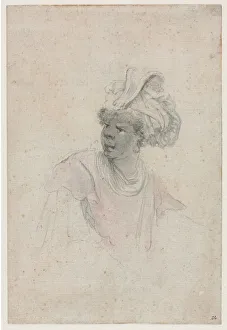 Stefano Della Bella Artist Prints: Study of a Moor, Facing to the Left, c