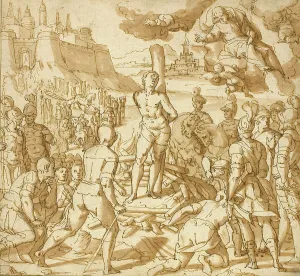 Christian Artwork Heritage Prints: Study for Saint James Saving an Innocent from the Flames, 1600. Creator: Lazzaro Tavarone