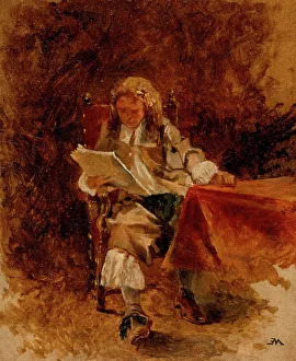 American Heritage Art Prints: Study of a Seated Cavalier Reading, c1870. Creator: Jean Louis Ernest Meissonier
