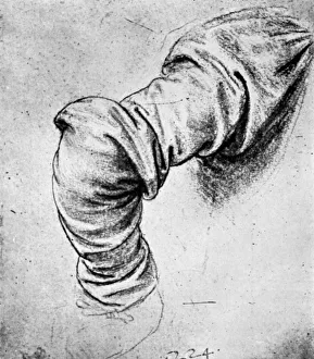 Leonardo Da Vinci Study Prints: Study for the sleeve of the right arm of St Peter