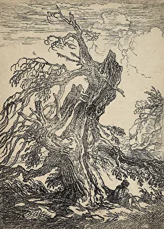 Seated Male Figure Study Prints: Study of a Tree, 1802. Creator: Raphael Lamar West