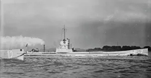 World War One Maritime History Prints: Submarine U-7 at full speed, between c1914 and c1915