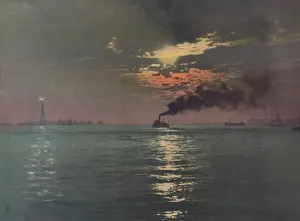 New York City Sunset Prints: Sunset from the Battery, New York, c1901. Creator: Unknown