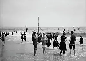Early 20th Century Leisure Activities Prints: Surf bathing, between 1900 and 1905. Creator: Unknown