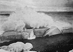 South Pole Expedition History Prints: Surf Breaking Against Stranded Ice at Cape Evans, c1910-1913, (1913). Artist
