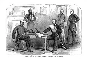 American Civil War Surrender Prints: Surrender of General Johnston to General Sherman, 26 April 1865, (1872)
