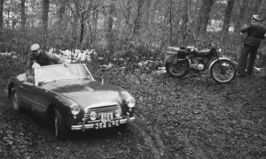 British Motor Sport History Prints: Swallow Doretti on a trial 1954. Creator: Unknown