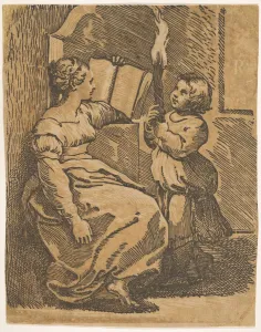 Ugo da Carpi's A Sybil reading, Print, 1517-18