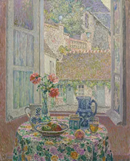 Impressionist Summer Landscapes Prints: Table overlooking the courtyard, 1926. Artist: Le Sidaner, Henri (1862-1939)