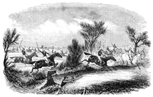 British Sport History Prints: Taking the Brook, 1844. Creator: Unknown
