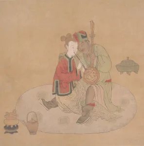 Tartar Officer with Blond Lady Playing Musical Instruments, 19th century. Creator: Unknown Tartar Officer with Blond Lady Playing Musical Instruments, 19th century. Creator: Unknown