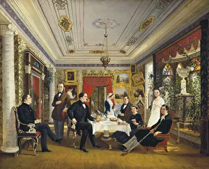 Genre Painting Russia Prints: At the Tea Table, 1851