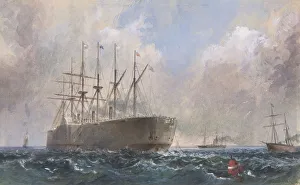 Telegraph Cable Fleet at Sea, 1865 Print
