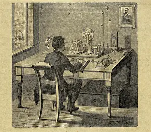 Telegraph History Prints: In a telegraph office, arrival of the dispatch, c1850. Creator: Anonymous