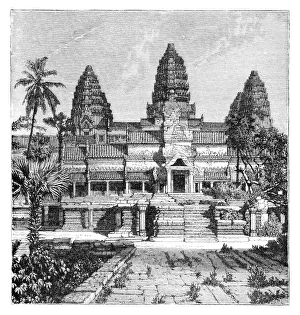 Th chief facade of the temple at Angkor-Wat, Cambodia, 1895 Th chief facade of the temple at Angkor-Wat, Cambodia, 1895