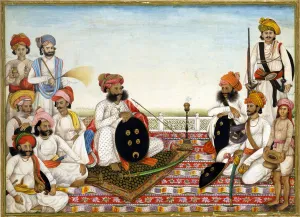 Thakur Dawlat Singh Among Courtiers, ca 1825. Artist: Ghulam Ali Khan (active 1817-1855) Thakur Dawlat Singh Among Courtiers, ca 1825. Artist: Ghulam Ali Khan (active 1817-1855)