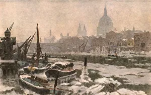 River Thames Geographical Feature Prints: The Thames: A Severe Winter, (c1900). Creator: Unknown