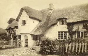 Rural England Landscape Prints: Thatched cottage, Lustleigh, Devon. Creator: Unknown