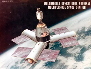 NASA Space Exploration Prints: Three-Radial-Module Space Station Concept, 1960. Creator: NASA