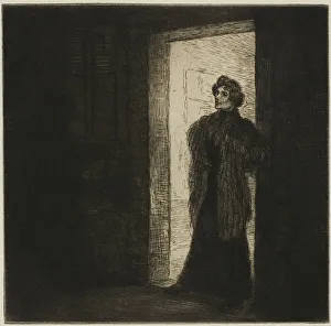Art Nouveau Prints: On the Threshold, 1902. Creator: Theophile Alexandre Steinlen