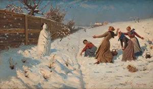 Norwegian Countryside Images Prints: Throwing snowballs