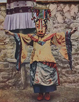 Tibetan Lama in Devil Dance Attire, 1935 Print