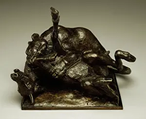 French Heritage Art Images Prints: Tiger Devouring an Antelope, c1834. Creator: Antoine-Louis Barye