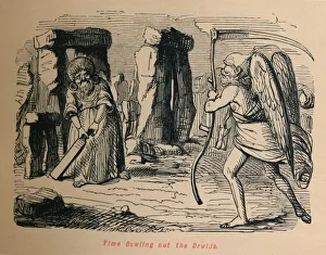 Time Bowling out the Druids, c1860, (1860). Artist: John Leech Time Bowling out the Druids, c1860, (1860). Artist: John Leech