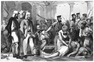 Print of a correspondent observing the sacking of Kaiser Bagh