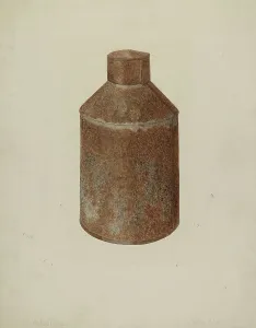 Heritage Art In USA Prints: Tin Tea Caddy, c. 1938. Creator: Eldon Allen