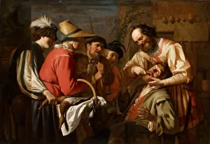 Prints of The Tooth Puller. Found in the collection of Louvre, Paris Gerrit Van Honthorst Prints: The Tooth Puller Print, Louvre Collection