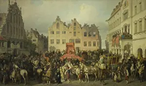 Prints of Town of Riga Swearing Allegiance to Russia in 1710, 1868 Latvia Prints: Town of Riga Swearing Allegiance Print, 1868
