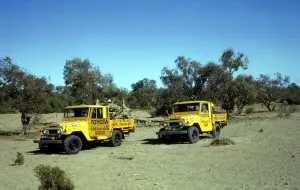 Donald Campbell Prints: Toyota Ampol Fuelling Trucks Print, Lake Eyre 1964