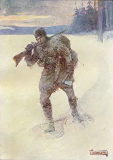 Colonial Era Illustration Prints: Alone Across The Trackless Snow, c1908, (c1920). Artist: Joseph Ratcliffe Skelton