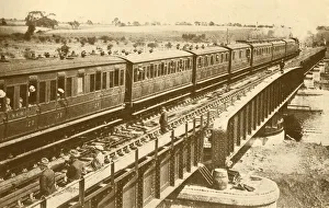 A Train Passing Over The Bridge, c1930 Print