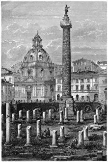Images Dated 17th November 2007: Trajans Column and Ulpians Basilica, Roman Forum, Rome, Italy, 19th century. Artist: Decreef