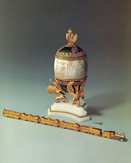 The Trans-Siberian Railway egg, 1900. Artist: Perkhin, Michail Yevlampievich, (Faberge manufacture) (1860-1903) The Trans-Siberian Railway egg, 1900. Artist: Perkhin, Michail Yevlampievich, (Faberge manufacture) (1860-1903)