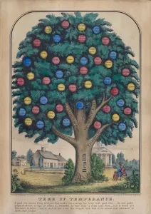Hand Colored Lithograph Art Prints: Tree of Temperance, 1848. Creator: Unknown