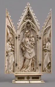 Coronation Of The Virgin Art Prints: Triptych with the Coronation of the Virgin, German, 1325-50. Creator: Unknown