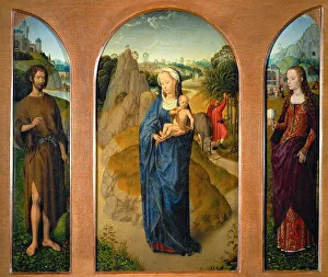 Musee Du Louvre Collection Prints: Triptych The Rest on The Flight into Egypt (central panel)