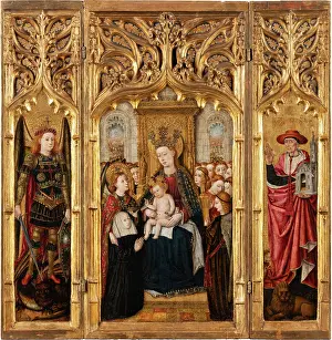 Jesus Christ Artwork Prints: Triptych with Virgin and Child Enthroned, c1448-1458. Creator: Juan Rexach workshop