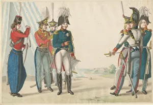 Tsar Alexander I and Russian officers, 1815. Artist: Finert (Finart), Noel Dieudonné Tsar Alexander I and Russian officers, 1815. Artist: Finert (Finart), Noel Dieudonné