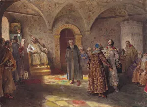 Tsar and Boyars Print, 1907 by Klavdi Vasilyevich Lebedev