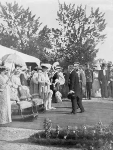 Tsar Nicholas II with visiting French President Poincare, Krasnoye Selo, Russia, 22 July 1914 Tsar Nicholas II with visiting French President Poincare, Krasnoye Selo, Russia, 22 July 1914